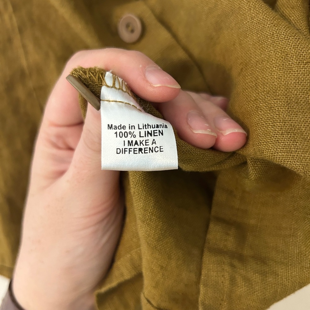 Flax Mustard Olive Short-Sleeve Blouse - Picture 5 of 5